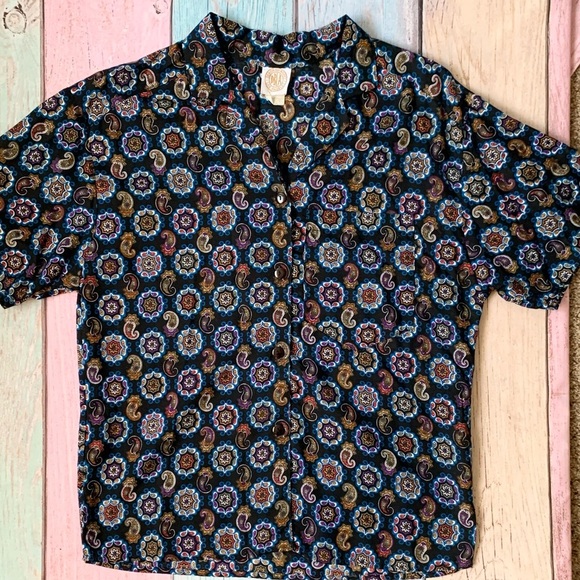 Vintage 80s button down and skirt set paisley print midi skirt size small - Picture 2 of 10